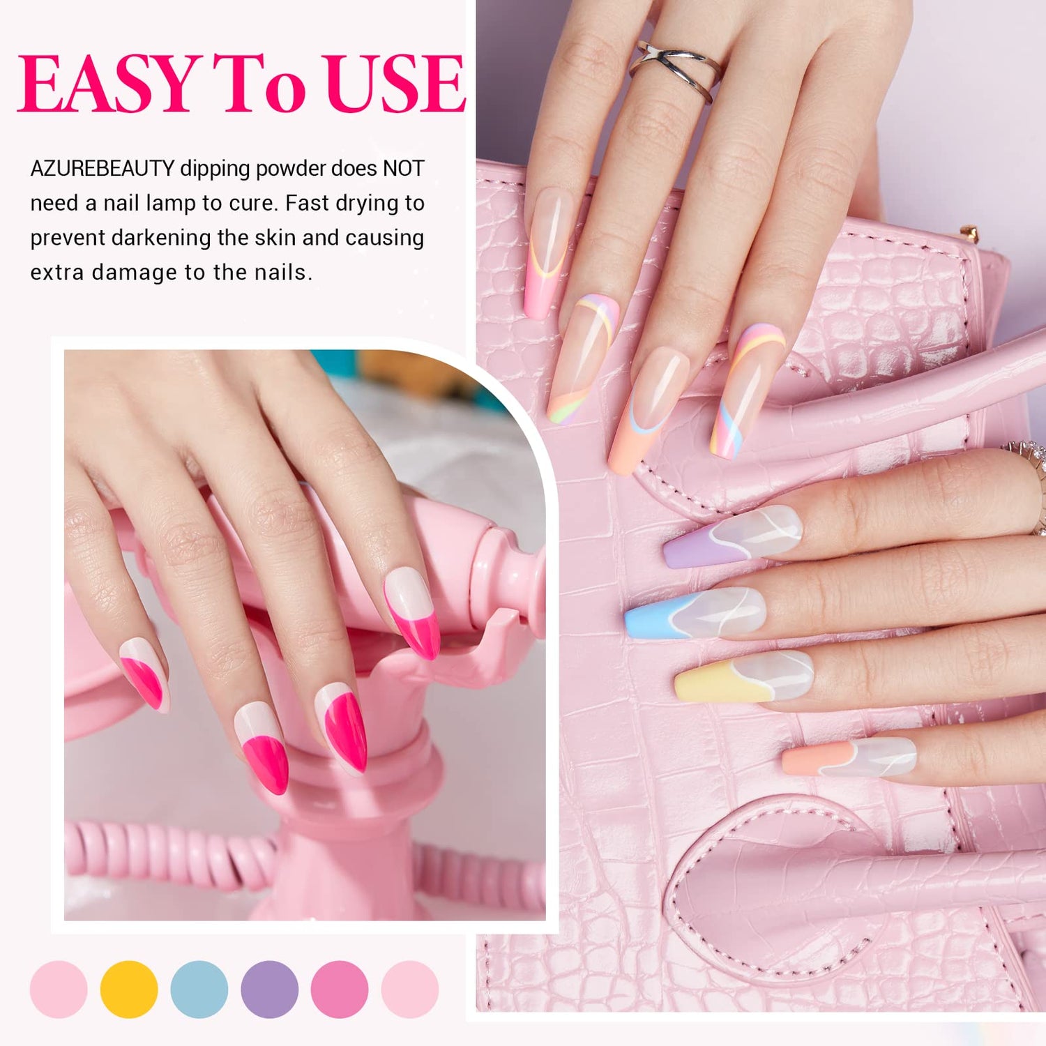 Summer Rainbow - 42Pcs Dip Powder Nail Kit Starter Kit