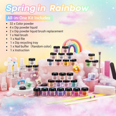 Summer Rainbow - 42Pcs Dip Powder Nail Kit Starter Kit