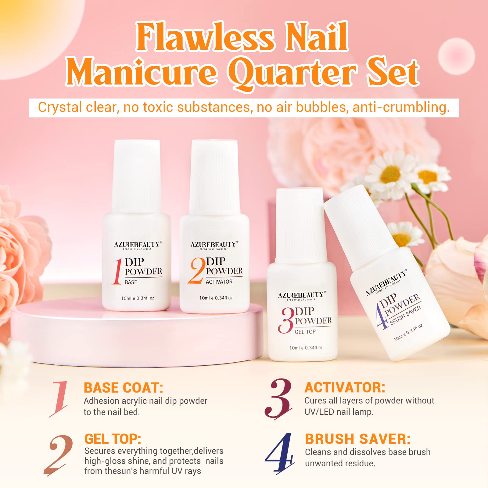 Summer Rainbow - 42Pcs Dip Powder Nail Kit Starter Kit