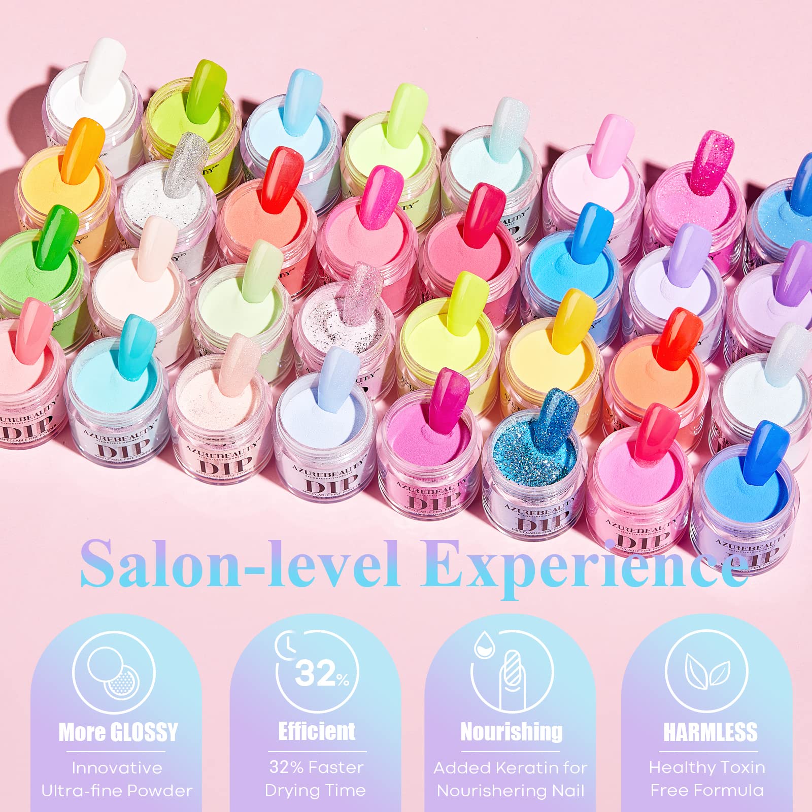 Pastel Neon - 42Pcs Dip Powder Nail Kit Starter Kit