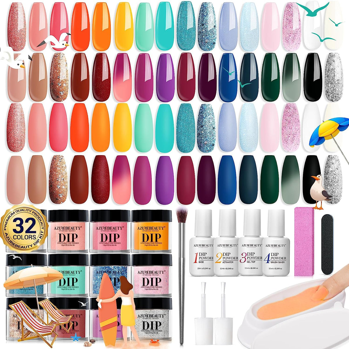 Hawaiian beach - 42Pcs Dip Powder Nail Kit Starter Kit