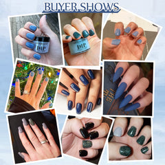 Grey Blue - 18Pcs Dip Powder Nail Kit Starter Kit