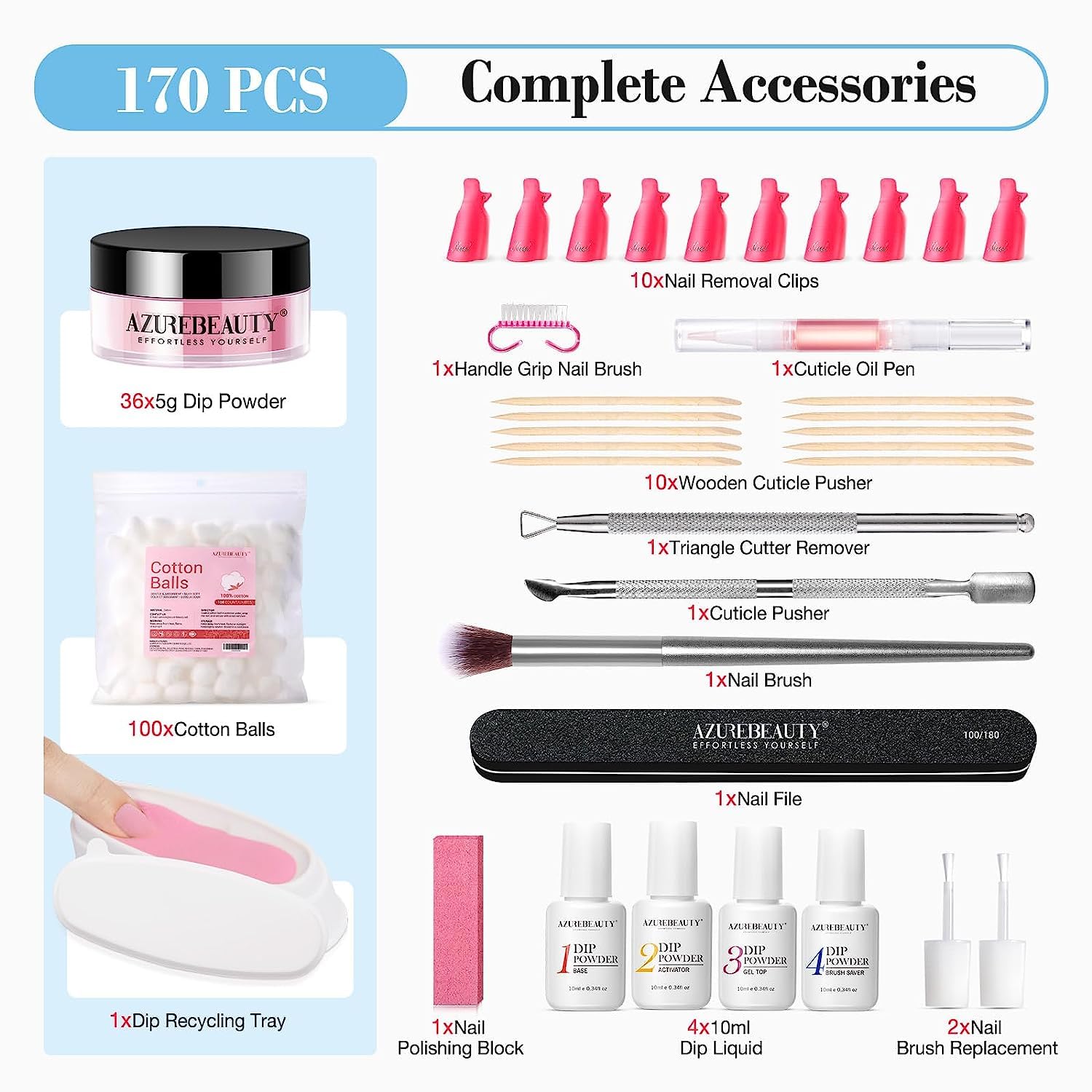 AZUREBEAUTY Azure Waves 36Colors Dip Powder Nail Kit Starter Kit