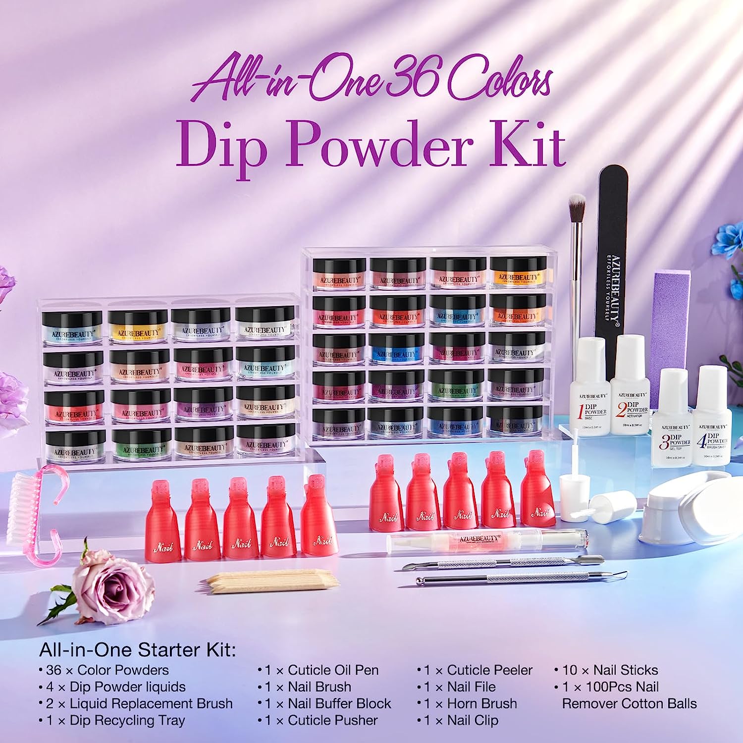 AZUREBEAUTY Azure Waves 36Colors Dip Powder Nail Kit Starter Kit