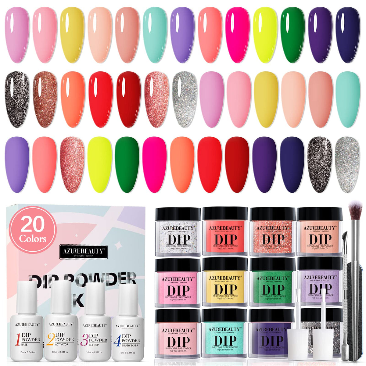 Rainbow - 29Pcs Dip Powder Nail Kit Starter Kit