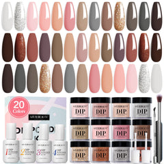 Skin Tone - 29Pcs Dip Powder Nail Kit Starter Kit