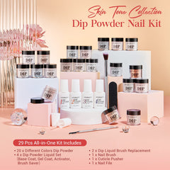 Skin Tone - 29Pcs Dip Powder Nail Kit Starter Kit