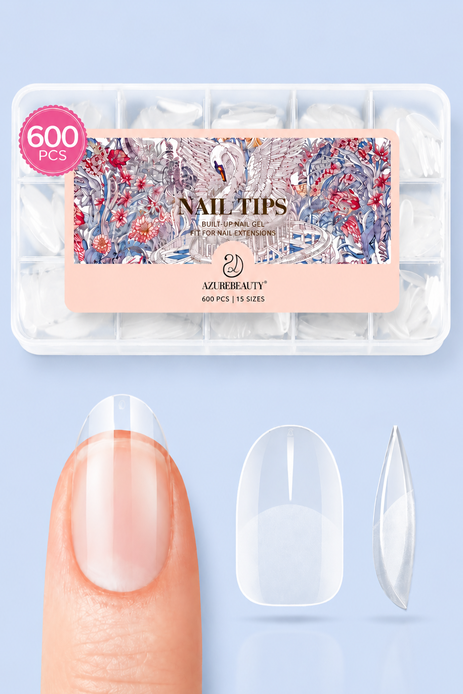 600pcs Short Oval Round Nail Tips