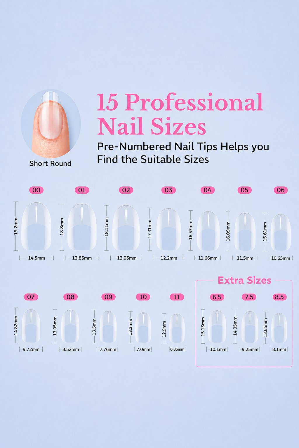 600pcs Short Oval Round Nail Tips