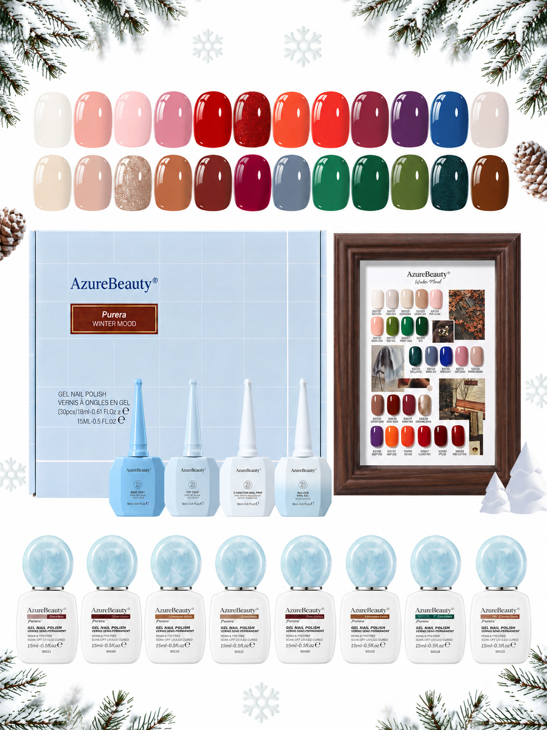 Purera Winter Gel Nail Polish Collection – 24 Colors HEMA-Free Gel Polish Kit