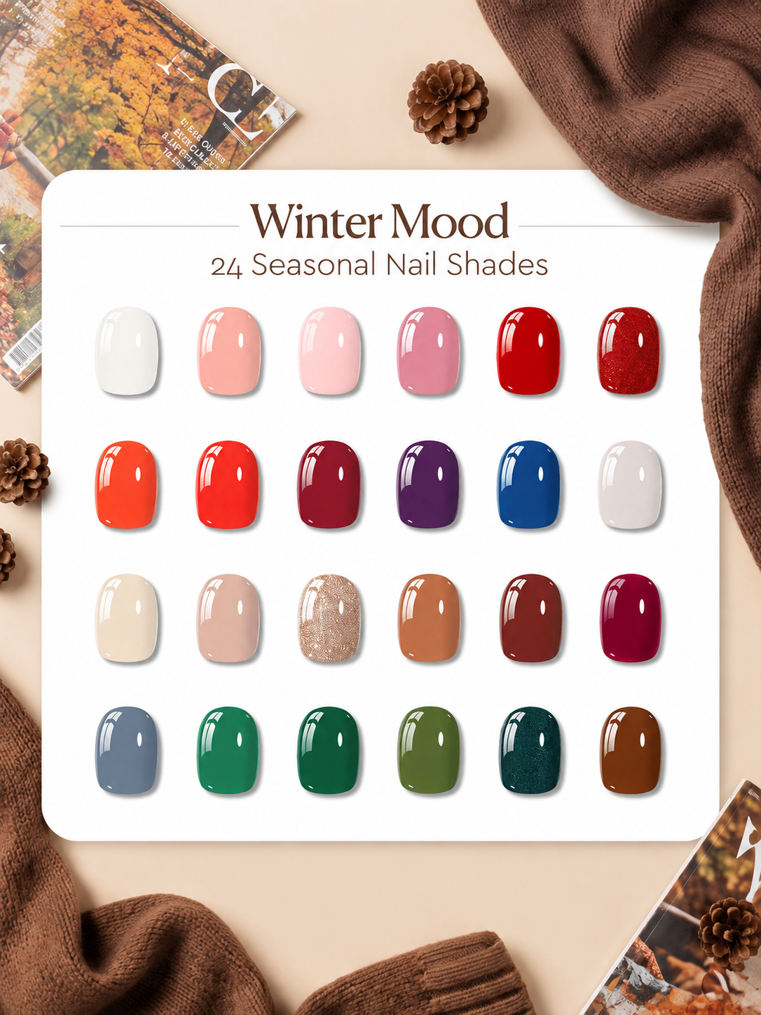 Purera Winter Gel Nail Polish Collection – 24 Colors HEMA-Free Gel Polish Kit