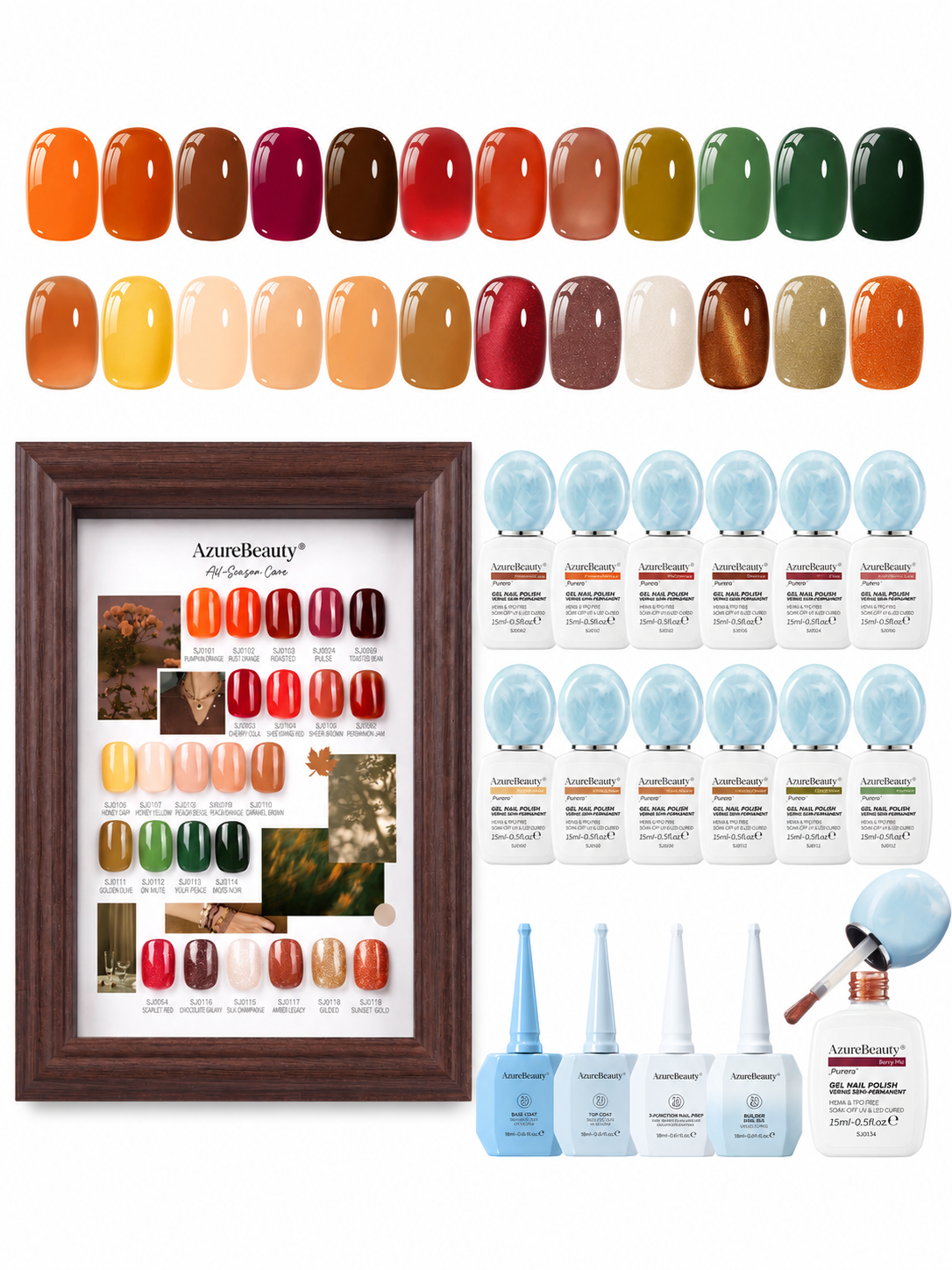 Purera Fall Gel Nail Polish Collection – 24 Colors HEMA-Free Gel Polish Kit