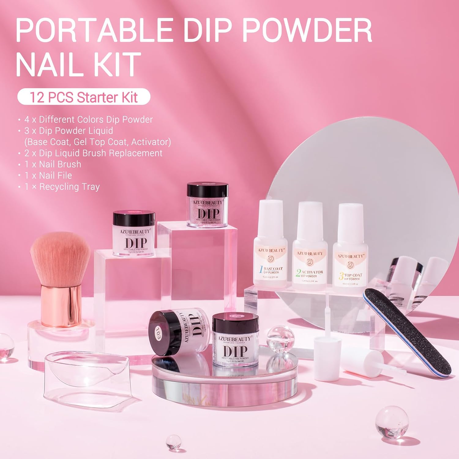 Gentle Lady - 12Pcs Dip Powder Nail Kit Starter Kit